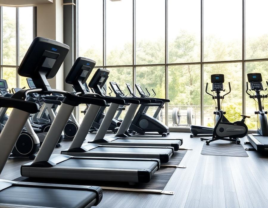 Cardio area with treadmills and cross trainers